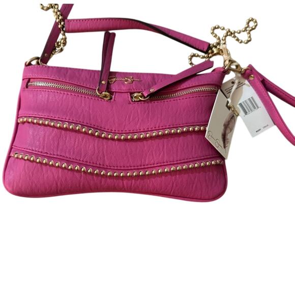 Jessica Simpson Patsy Clutch Crossbody Bag in Pink with Gold Studs, New with Tag - Picture 3 of 12